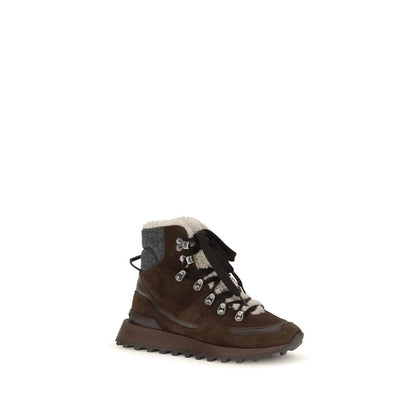 Brown Suede Leather Lace-Up Boots