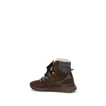 Brown Suede Leather Lace-Up Boots