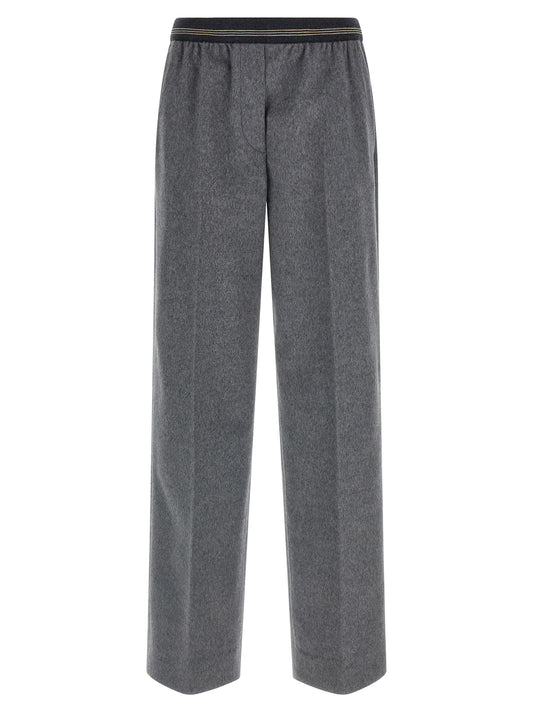 Gray Virgin Wool Casual Pants