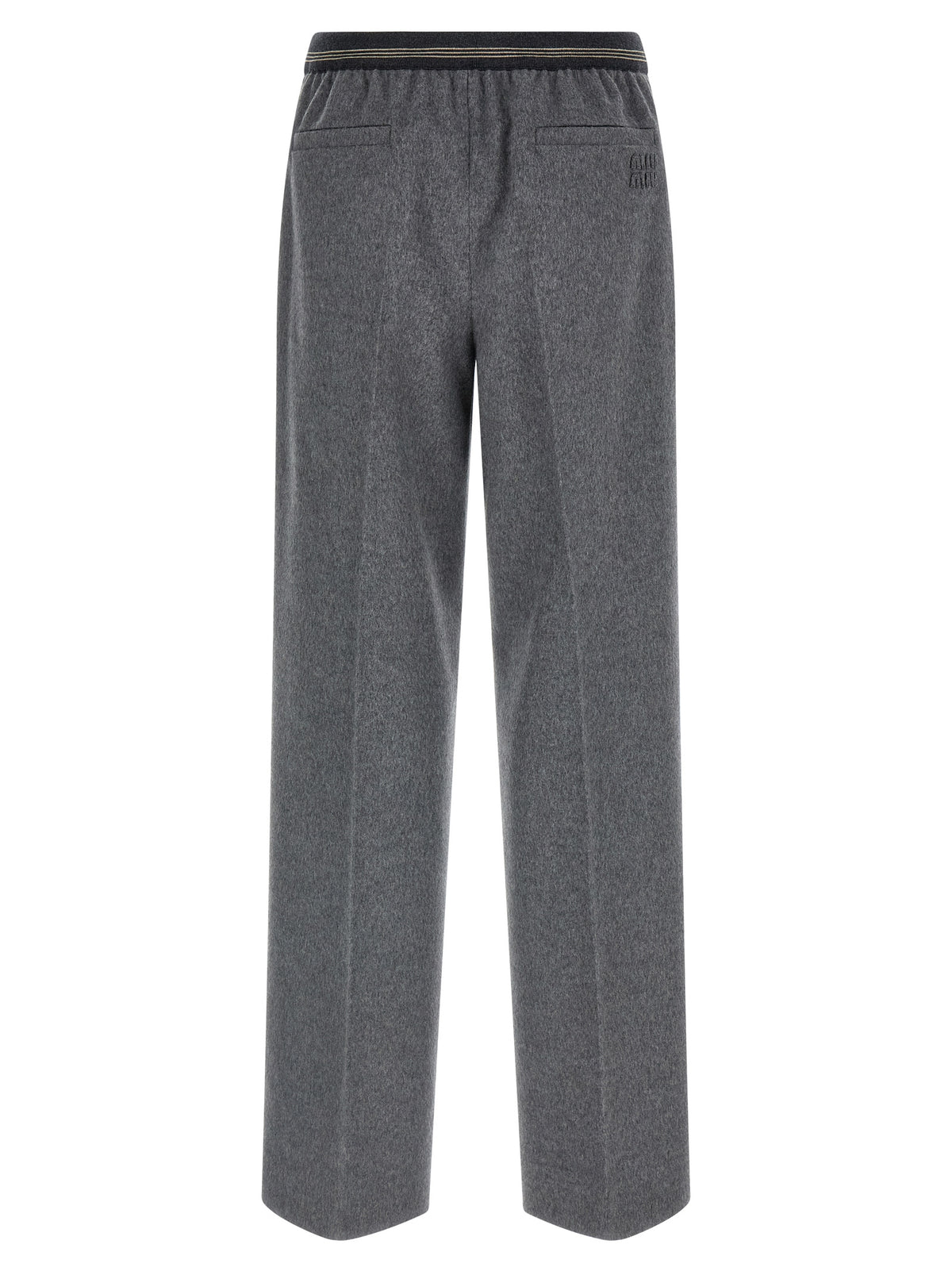Gray Virgin Wool Casual Pants