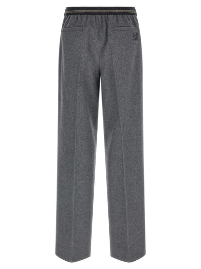 Gray Virgin Wool Casual Pants