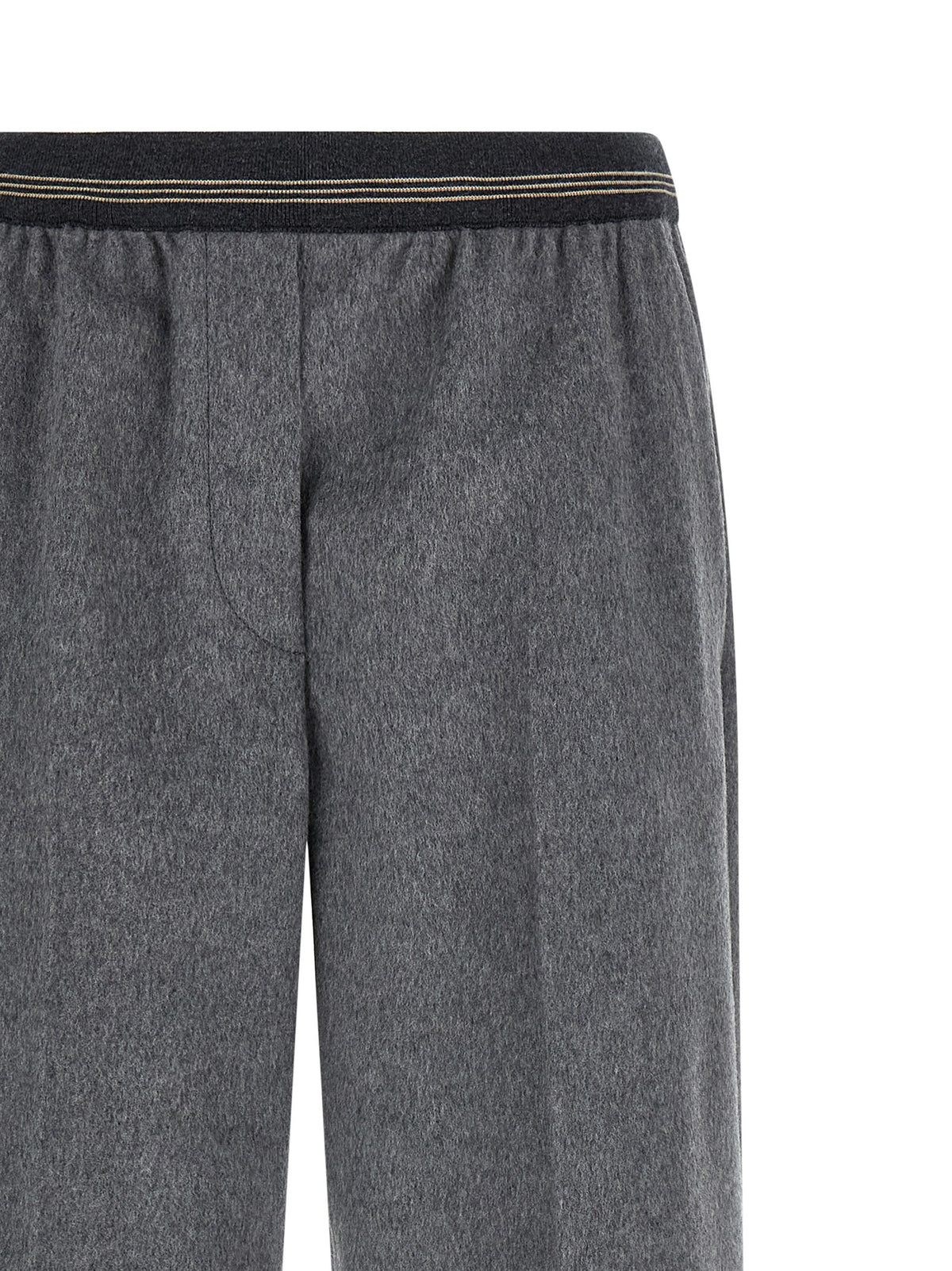 Gray Virgin Wool Casual Pants