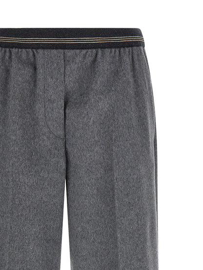 Gray Virgin Wool Casual Pants