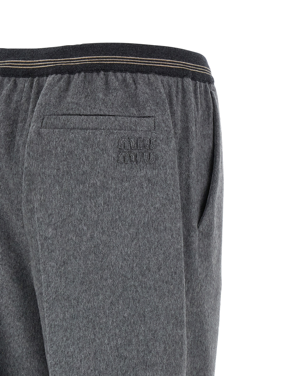 Gray Virgin Wool Casual Pants