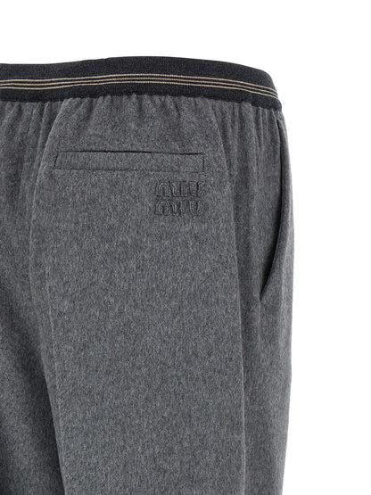 Gray Virgin Wool Casual Pants
