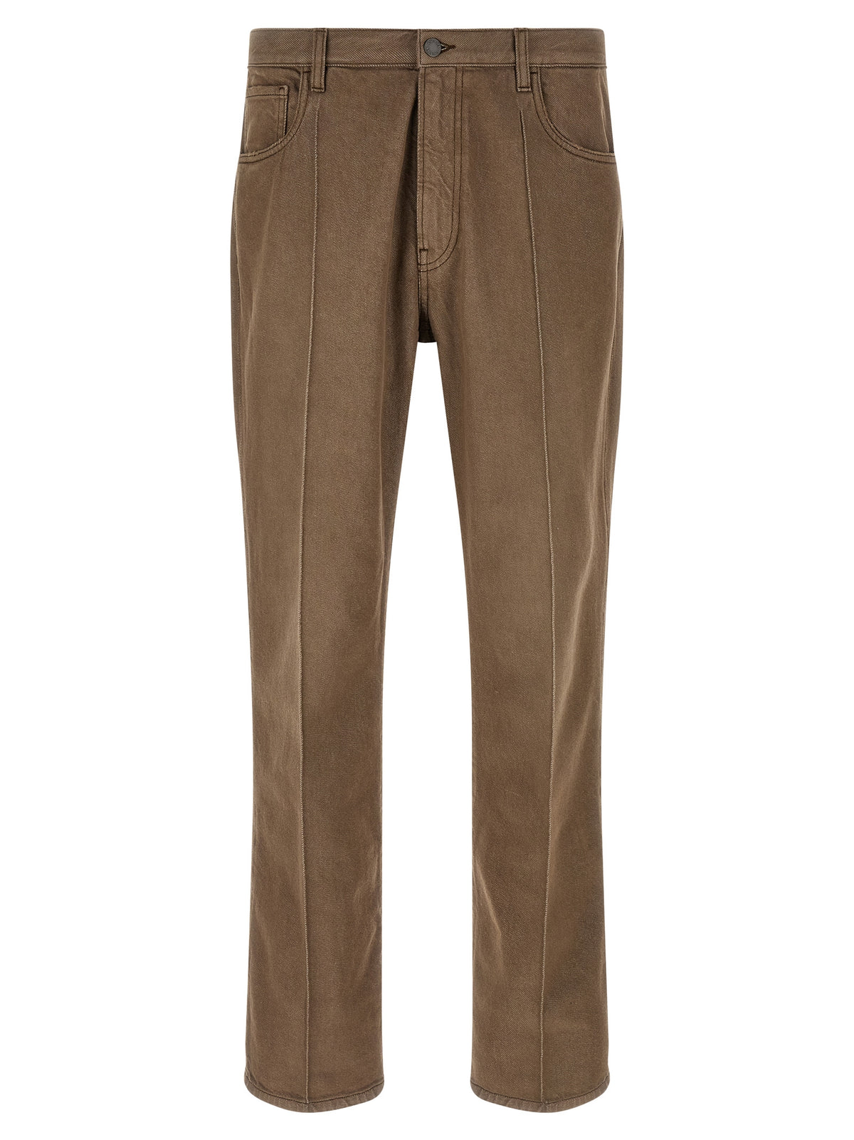 Brown Cotton Casual Pants