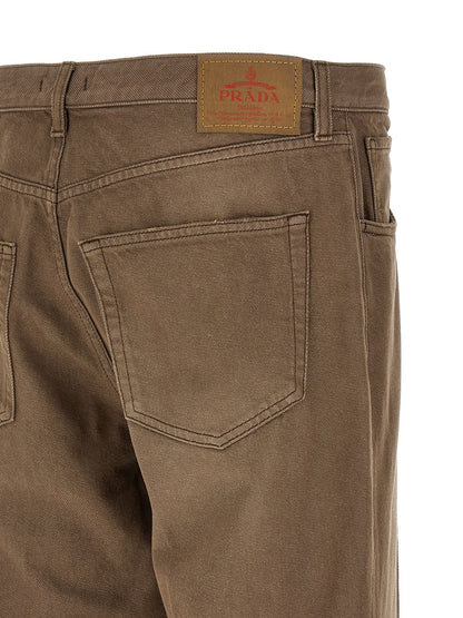Brown Cotton Casual Pants