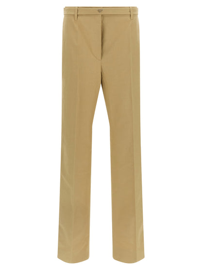 Beige Cotton Casual Pants