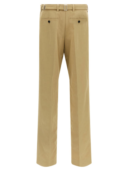 Beige Cotton Casual Pants