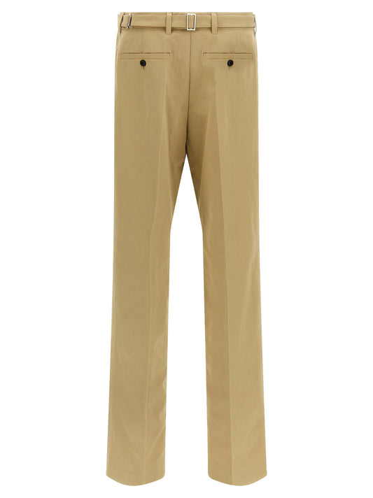 Beige Cotton Casual Pants