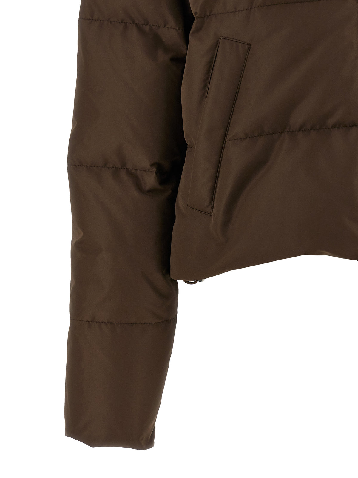 Brown Recycled Polyester Full-Length Jacket