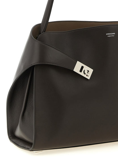 Brown Calfskin Shoulder Bag