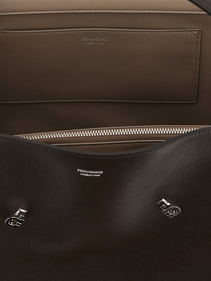 Brown Calfskin Shoulder Bag