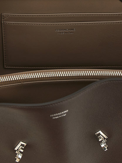 Brown Calfskin Shoulder Bag