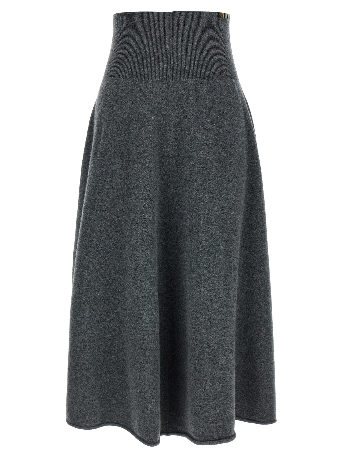 Gray Cashmere Midi Skirt