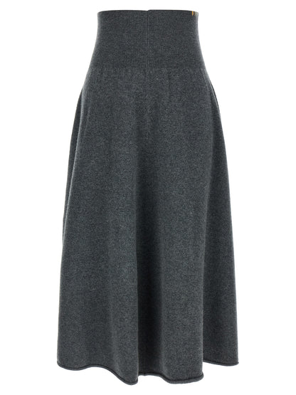 Gray Cashmere Midi Skirt