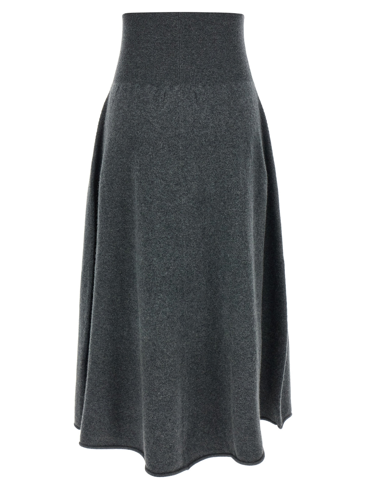 Gray Cashmere Midi Skirt