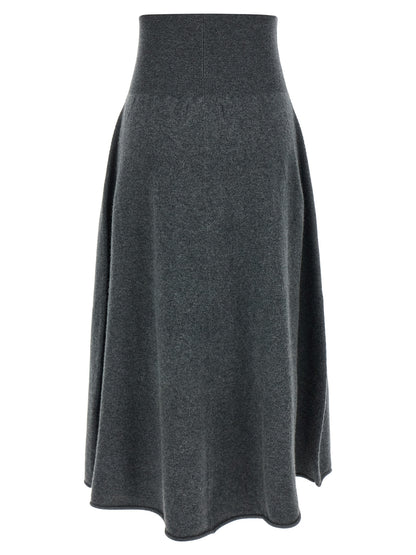 Gray Cashmere Midi Skirt