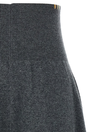 Gray Cashmere Midi Skirt