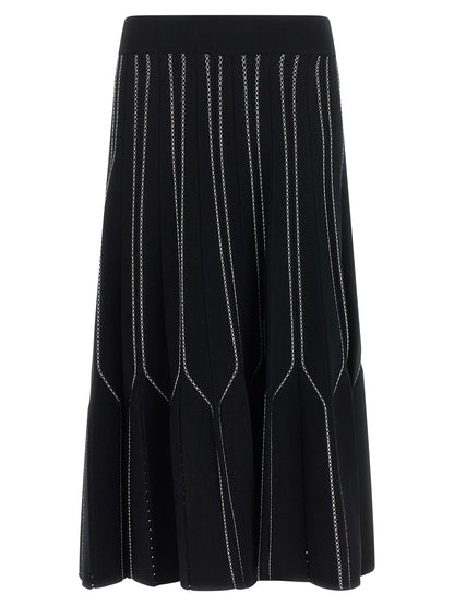 Black Viscose Midi Skirt