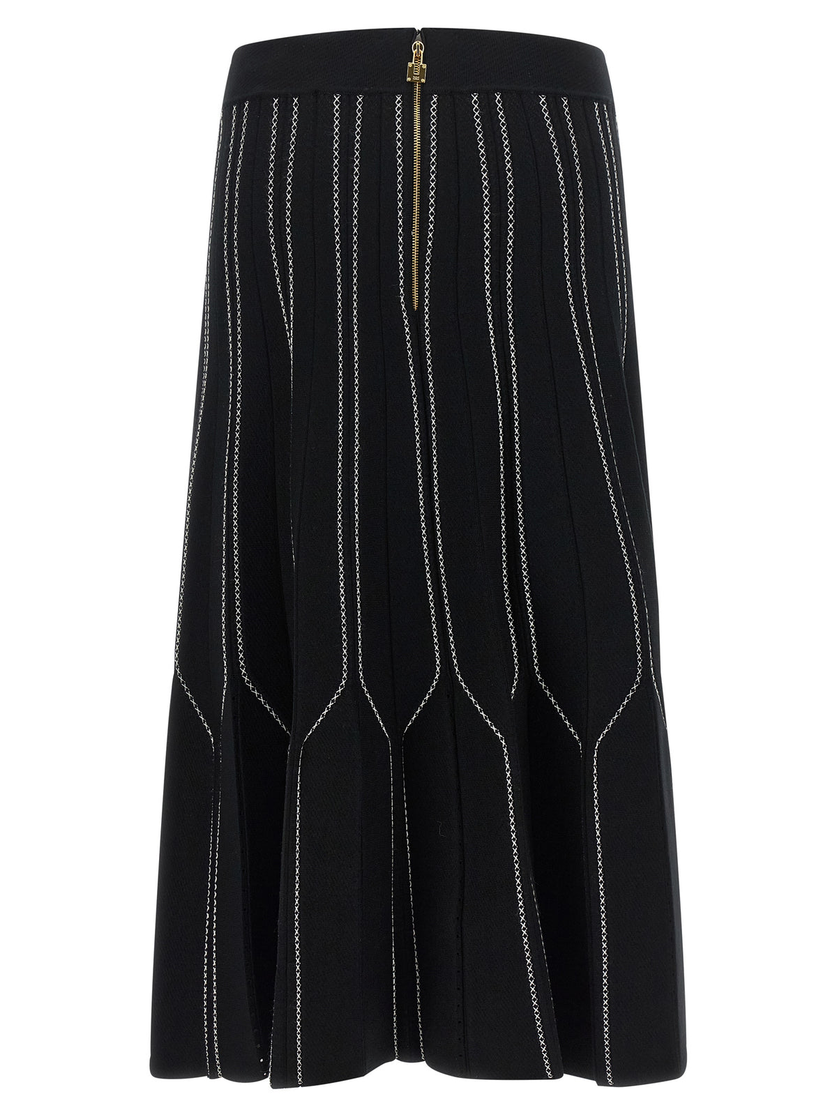 Black Viscose Midi Skirt