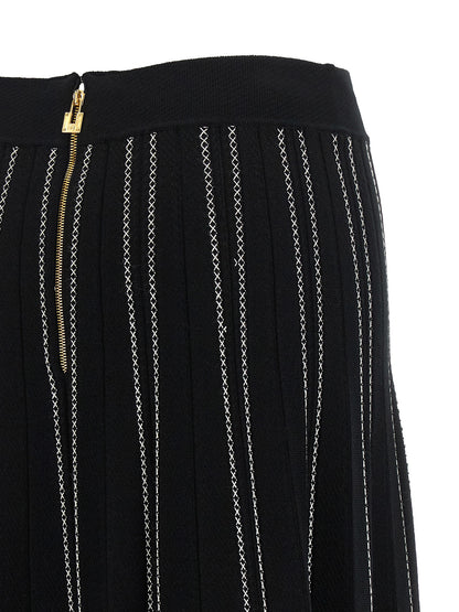 Black Viscose Midi Skirt
