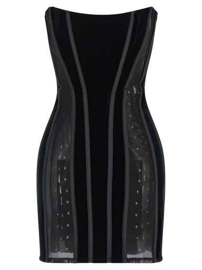 Black Polyester Short Dress