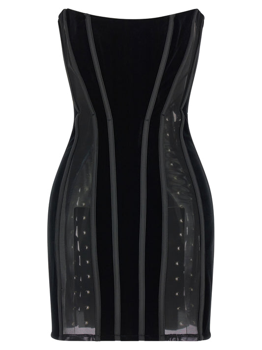 Black Polyester Short Dress