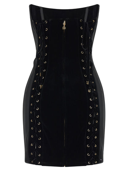 Black Polyester Short Dress