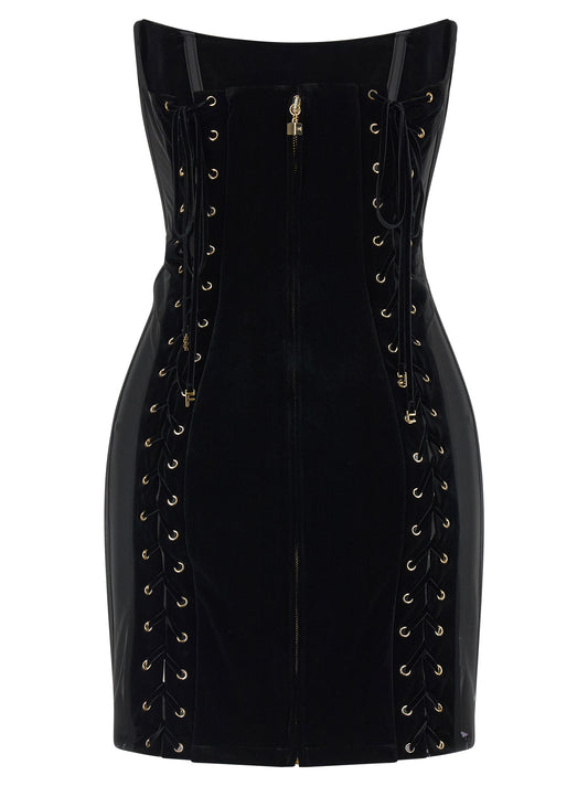 Black Polyester Short Dress