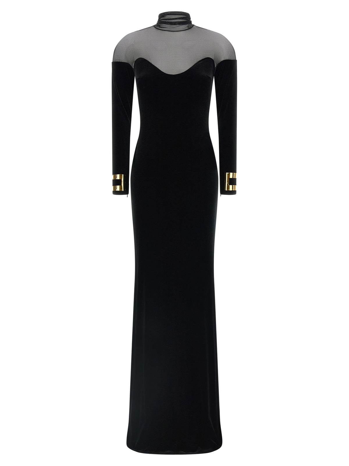 Black Polyester Long Dress