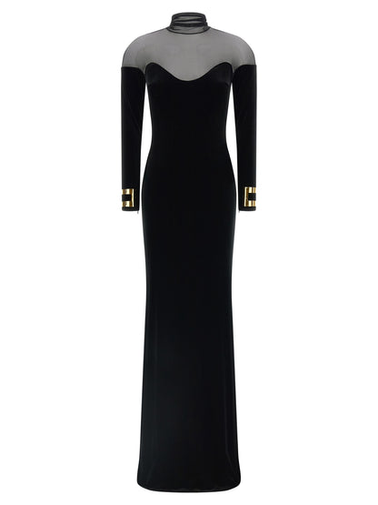 Black Polyester Long Dress