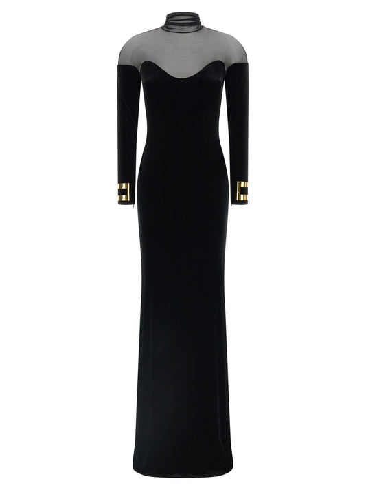 Black Polyester Long Dress