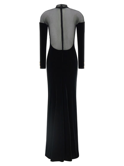 Black Polyester Long Dress