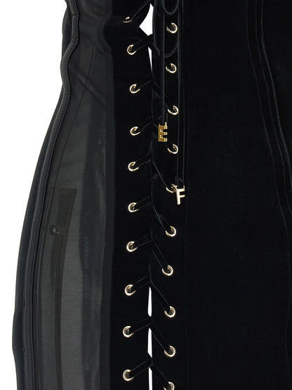Black Polyester Short Dress