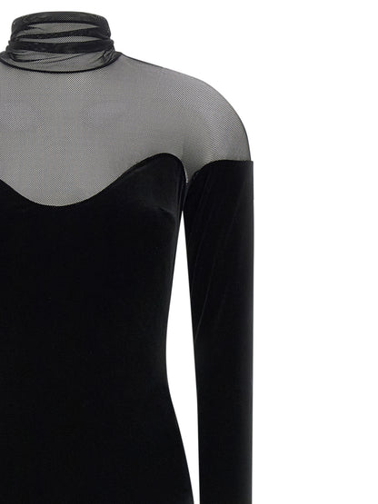 Black Polyester Long Dress