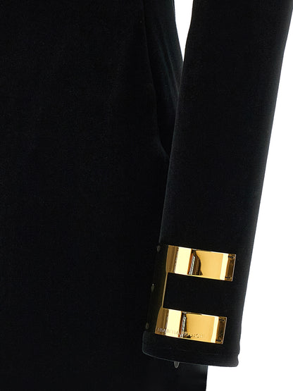 Black Polyester Long Dress