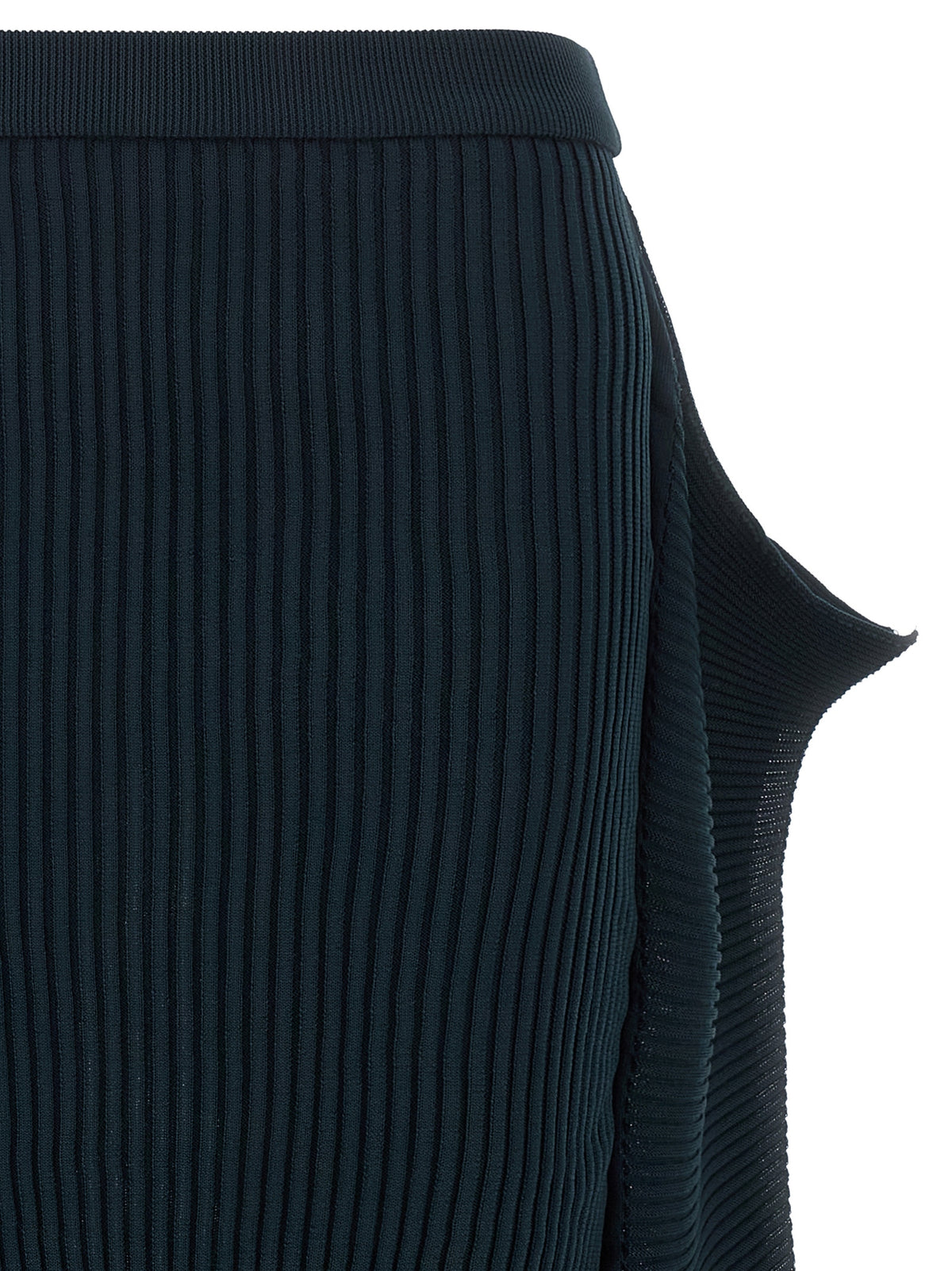 Blue Polyester Midi Skirt