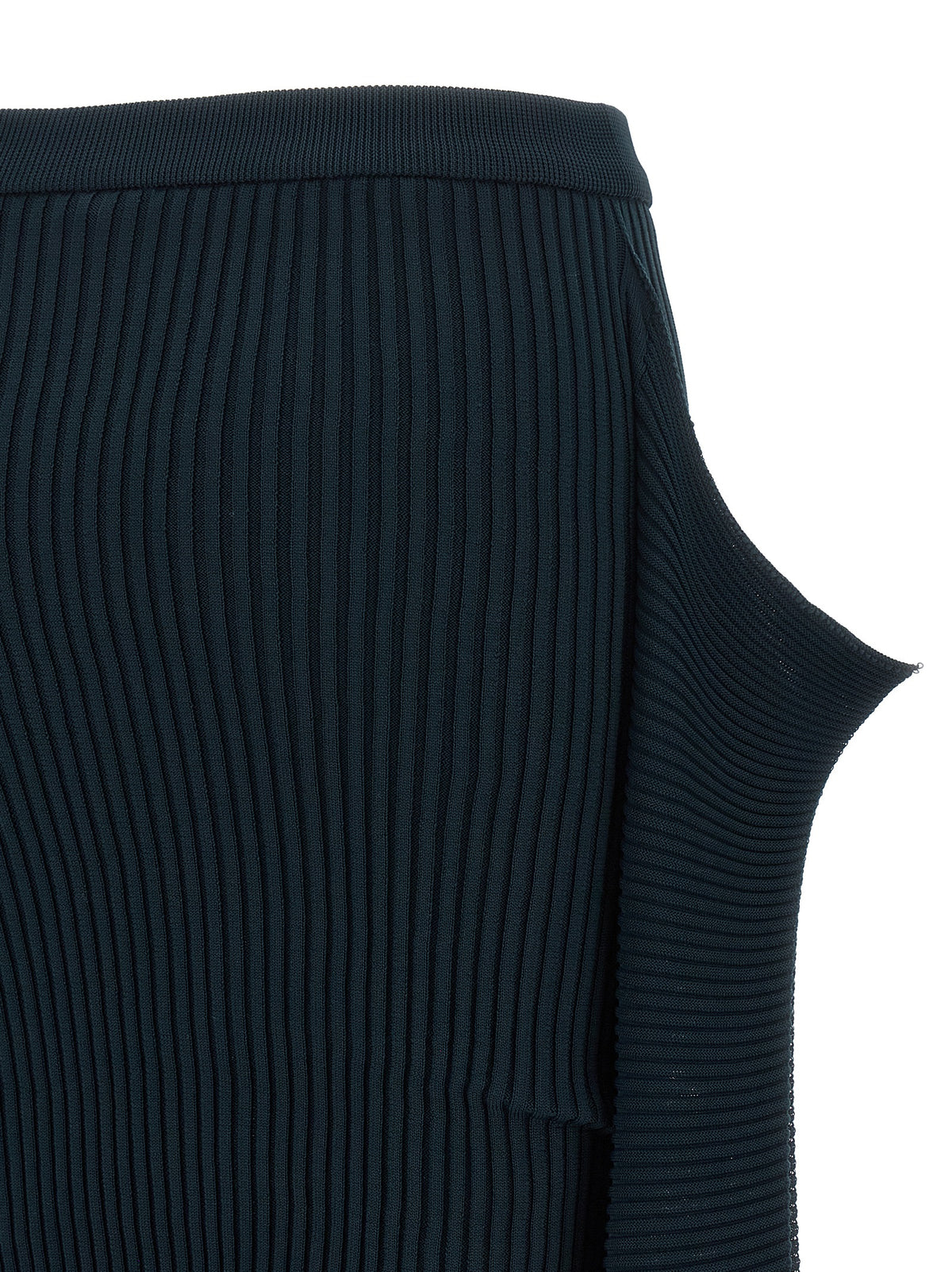 Blue Polyester Midi Skirt