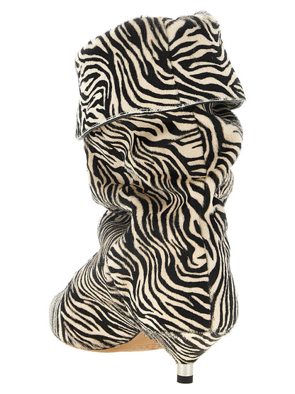 Bicolor Cowhide Ankle Boots