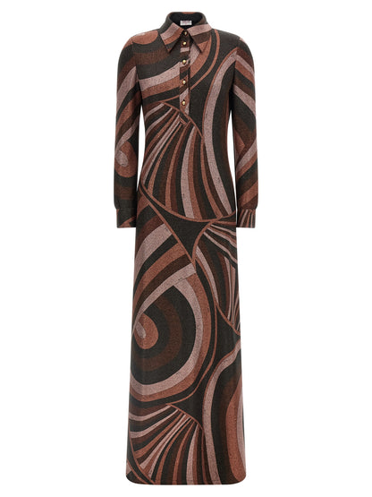 Bordeaux Polyamide Long Dress