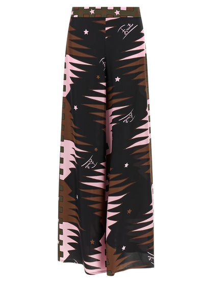 Multicolor Silk Casual Pants