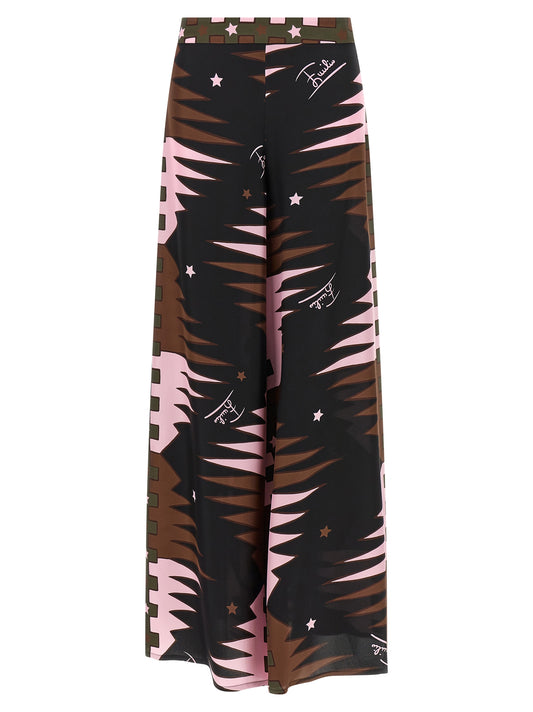 Multicolor Silk Casual Pants