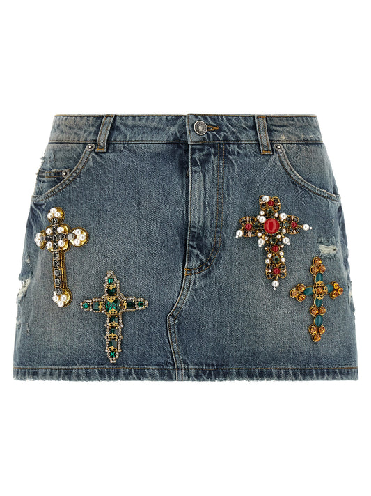 Blue Cotton Long Skirt
