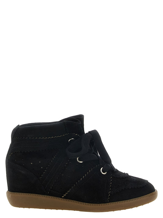 Black Cowhide Wedge Sandals
