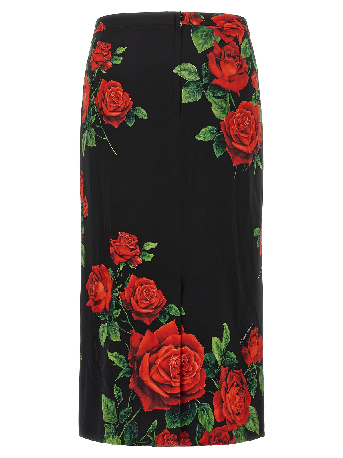 Black Silk Midi Skirt