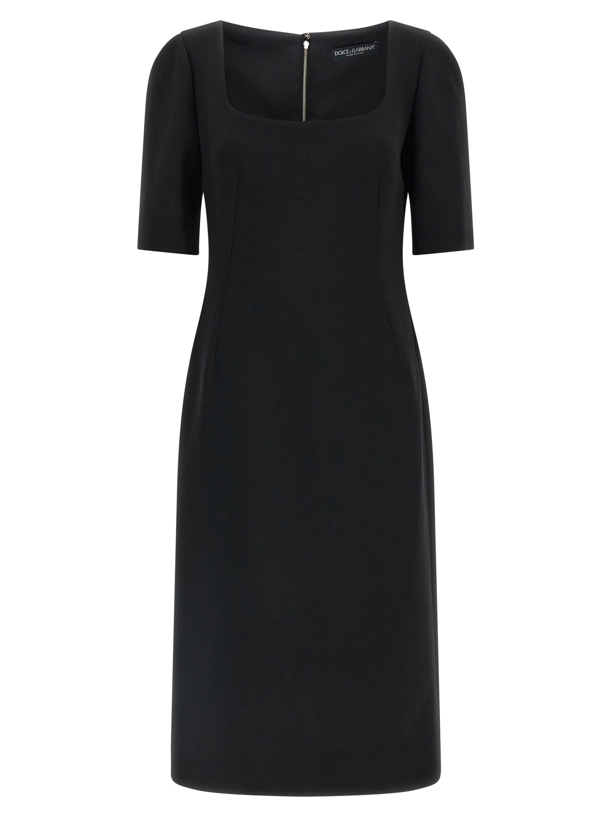 Black Virgin Wool Midi Dress
