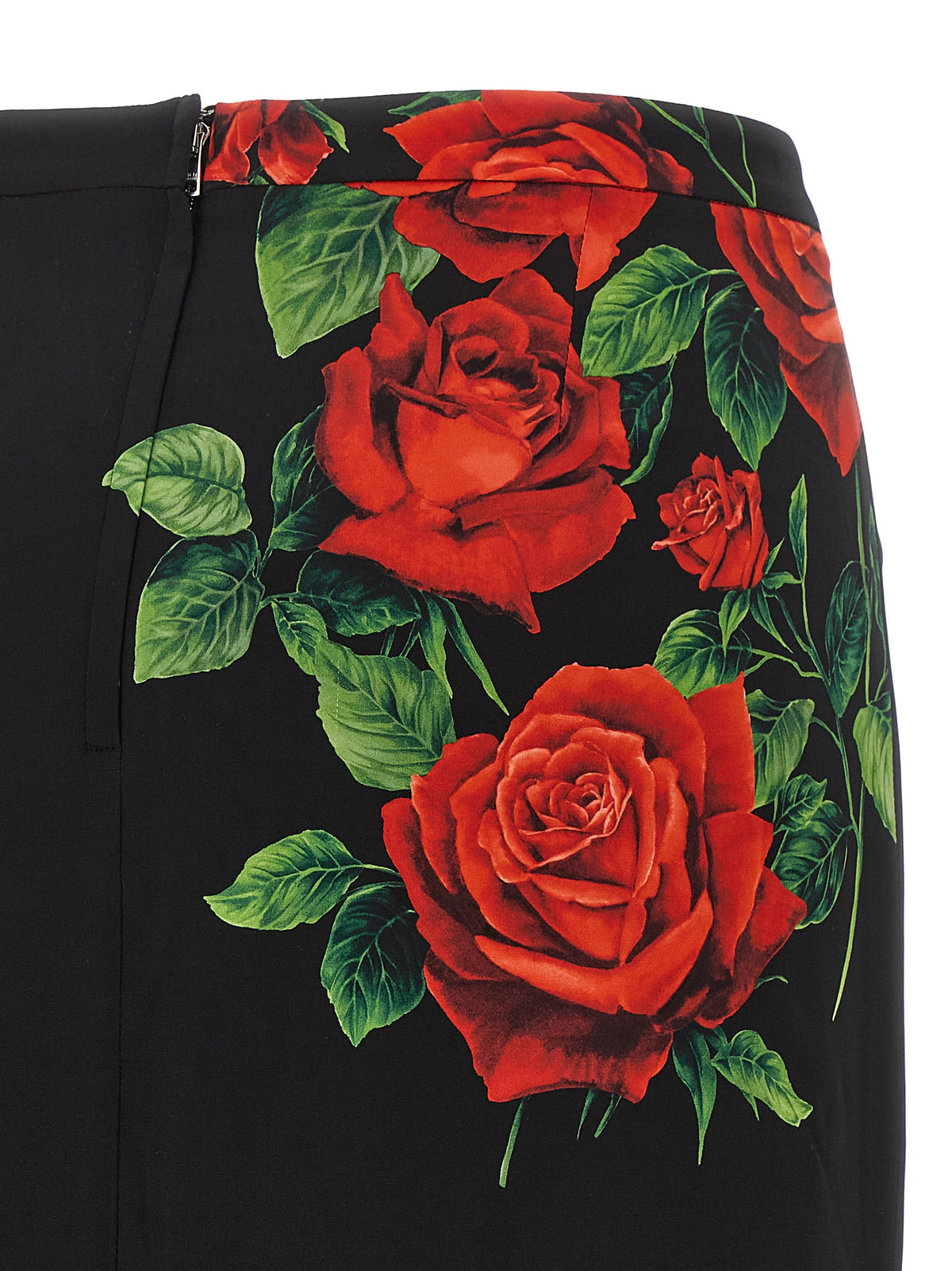 Black Silk Midi Skirt