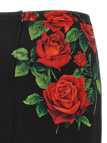 Black Silk Midi Skirt