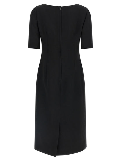 Black Virgin Wool Midi Dress